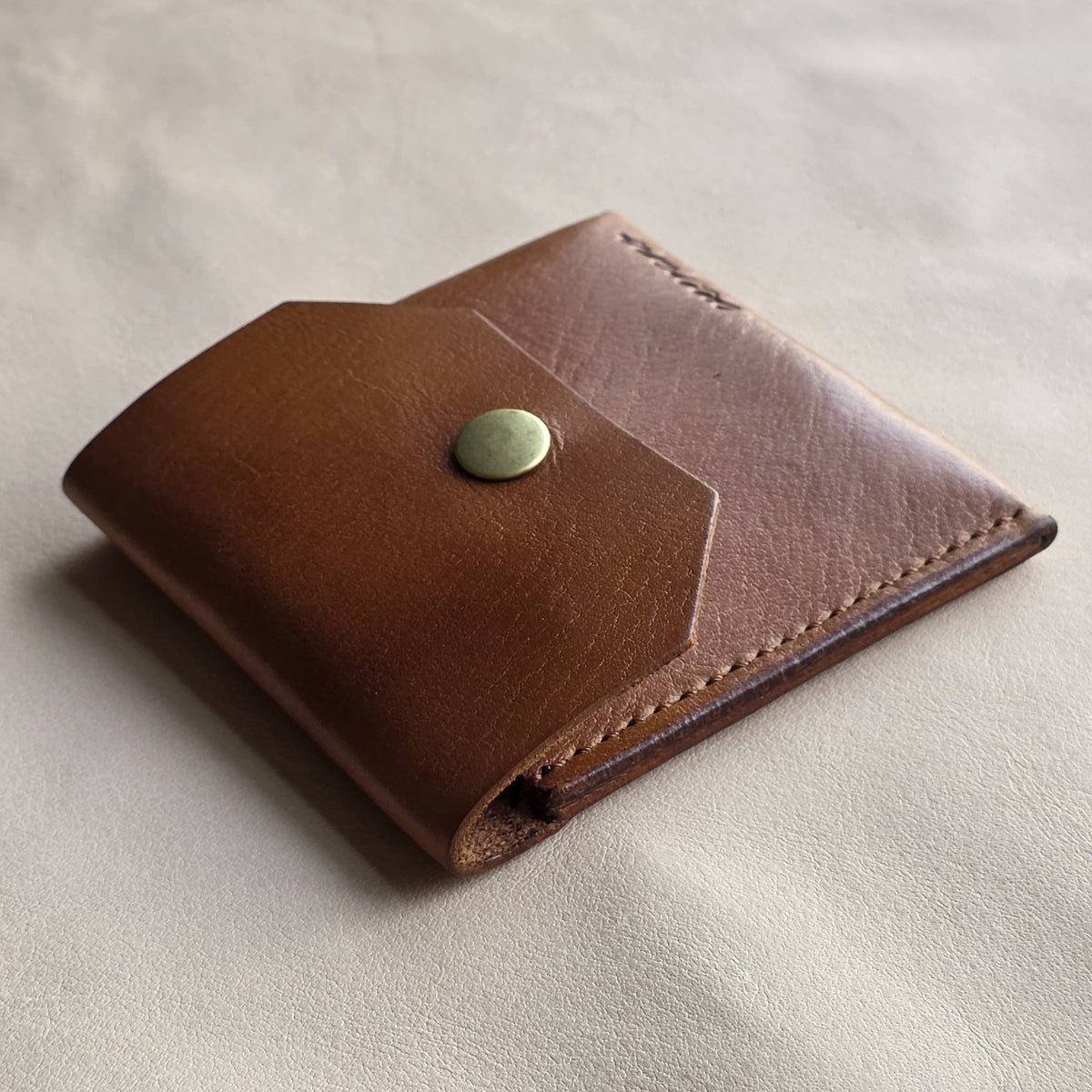 Slim Line Veg Tan Full Grain Hand Made Leather wallet (Brown)