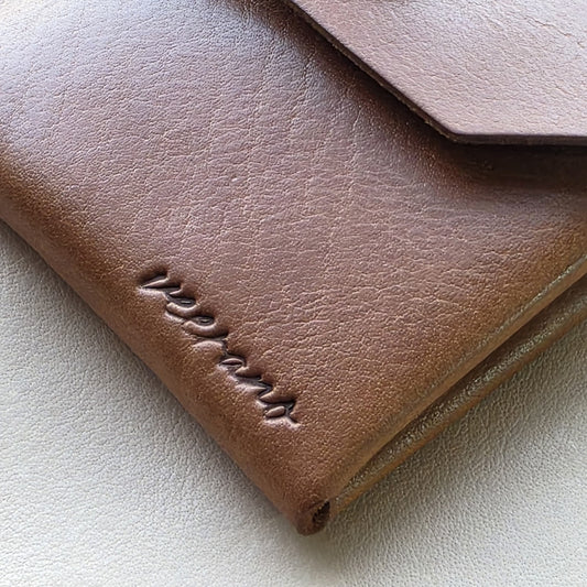 Slim Line Vegetable Veg Tan Full Grain Hand Made Leather wallet (Brown)