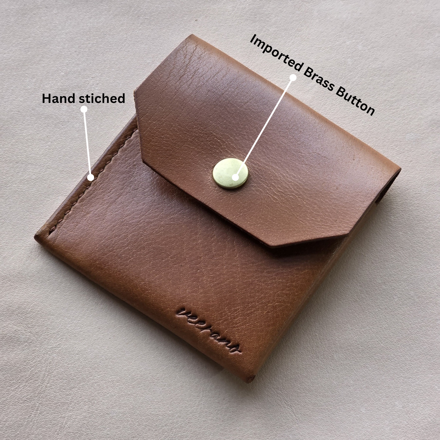 Slim Line Vegetable Veg Tan Full Grain Hand Made Leather wallet (Brown)