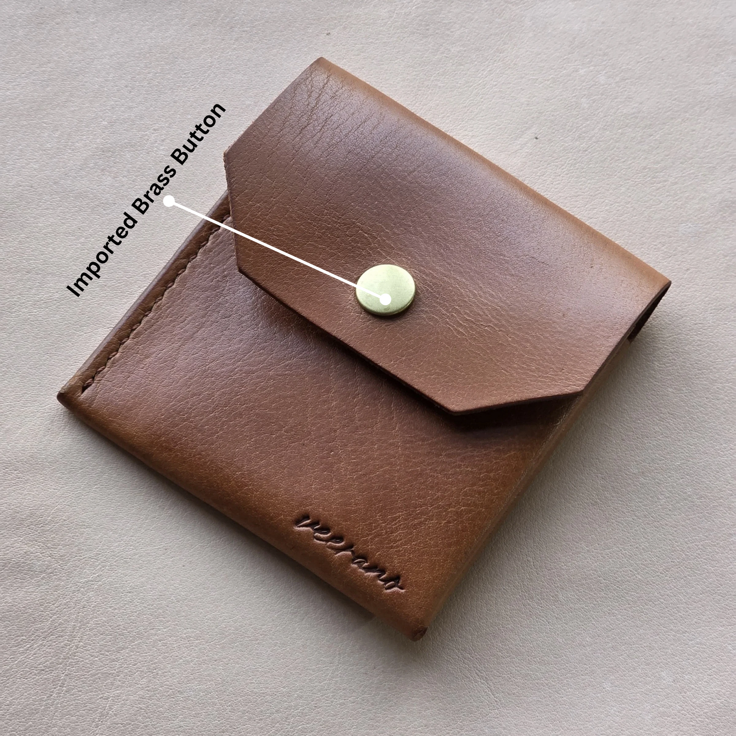 Slim Line Vegetable Veg Tan Full Grain Hand Made Leather wallet (Brown)