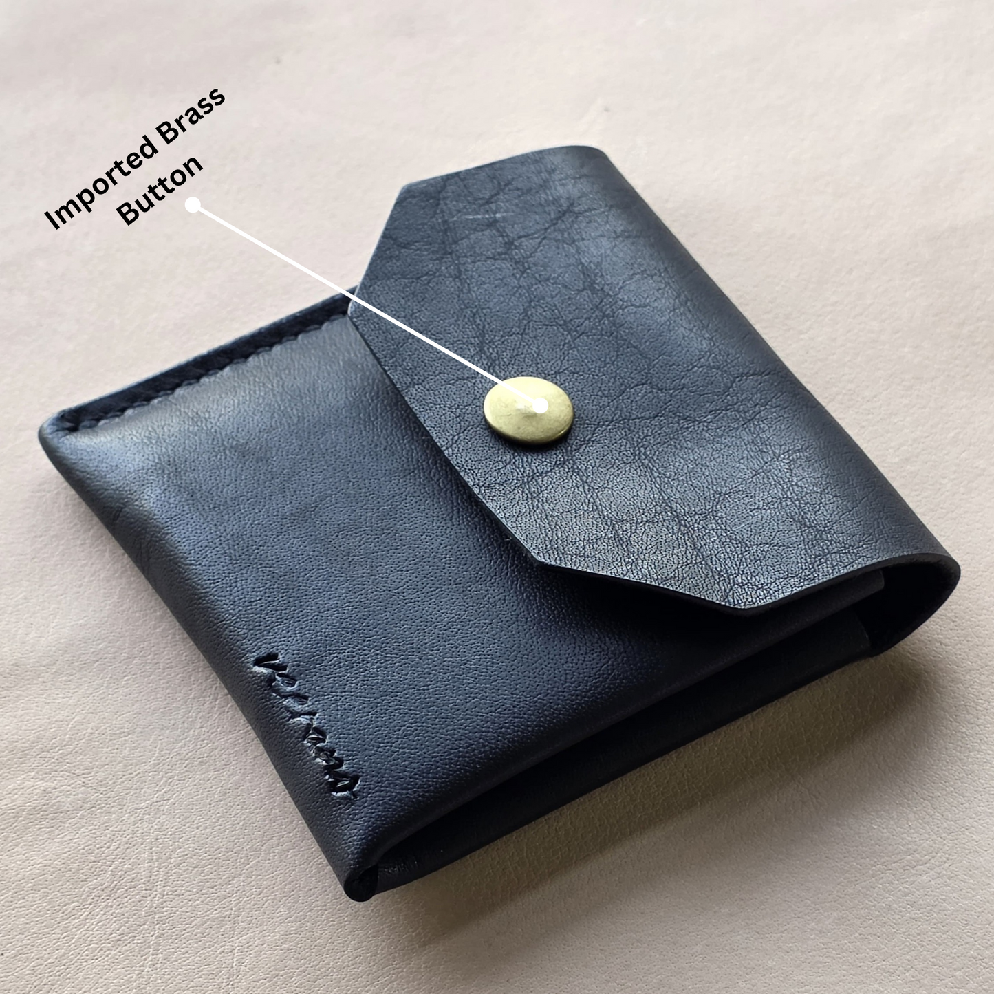 Slim Line Full Grain Hand Made Leather wallet (BLACK)
