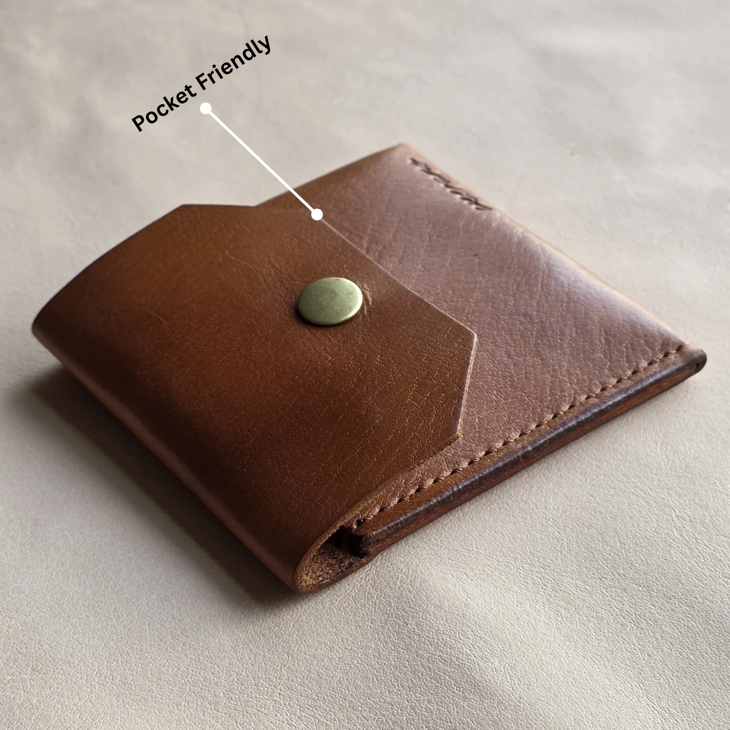 Slim Line Vegetable Veg Tan Full Grain Hand Made Leather wallet (Brown)