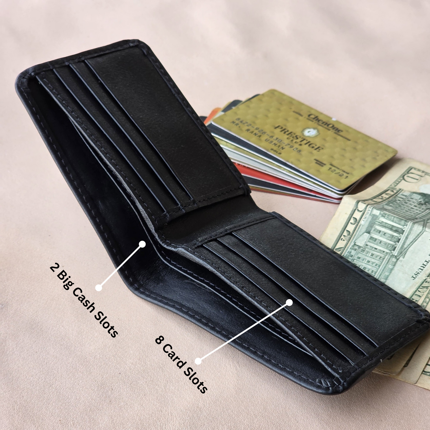 Bi-Fold Dollar Size Genuine Leather