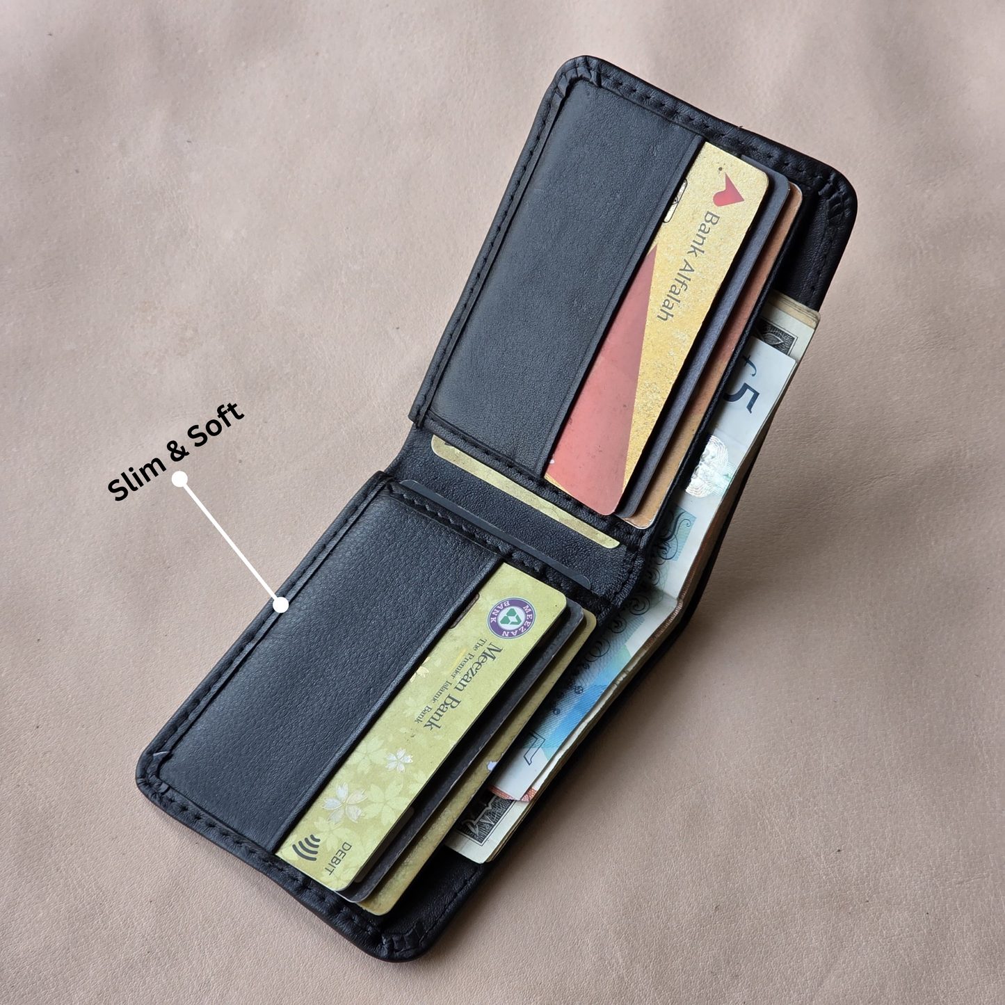 Bi-Fold Dollar Size Genuine Leather