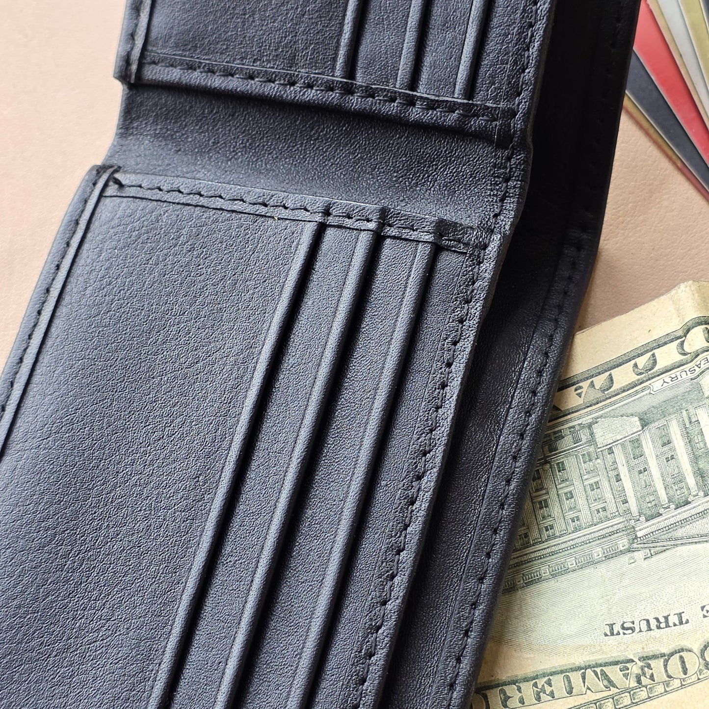 Bi-Fold Dollar Size Genuine Leather