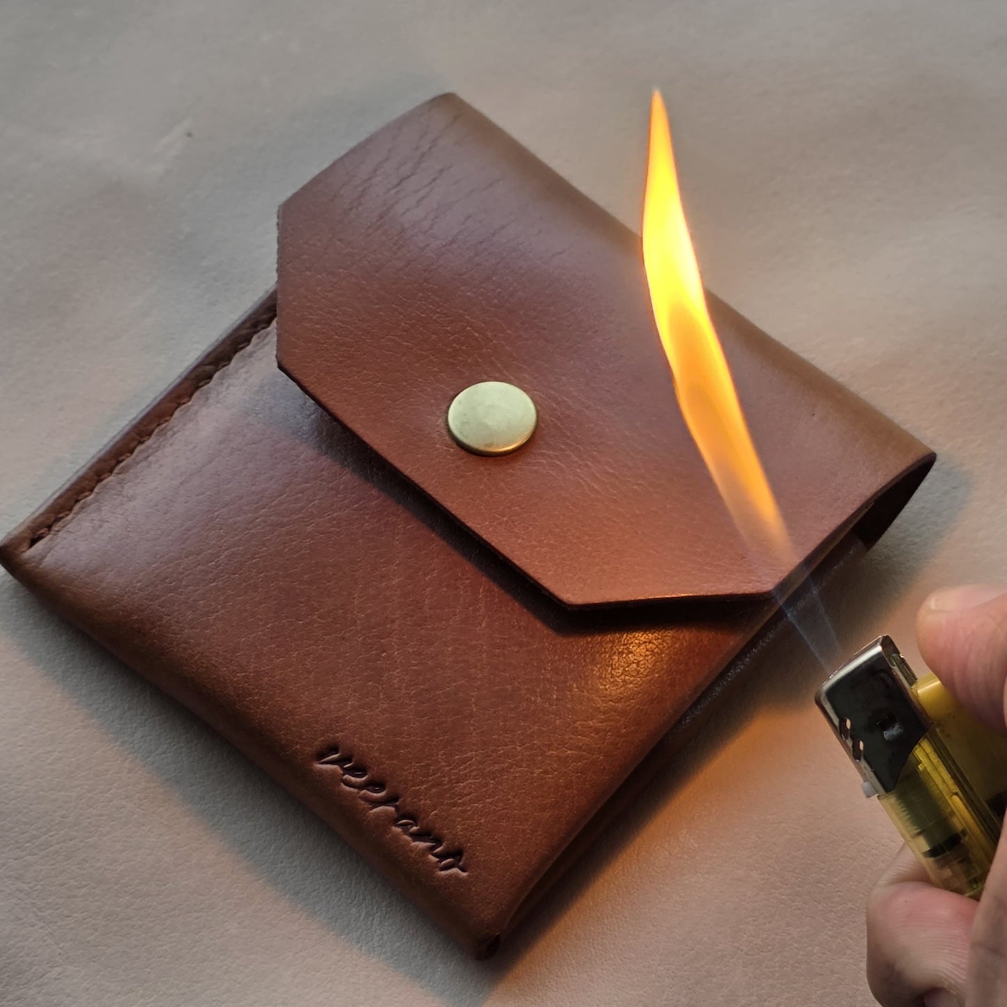 Slim Line Vegetable Veg Tan Full Grain Hand Made Leather wallet (Brown)