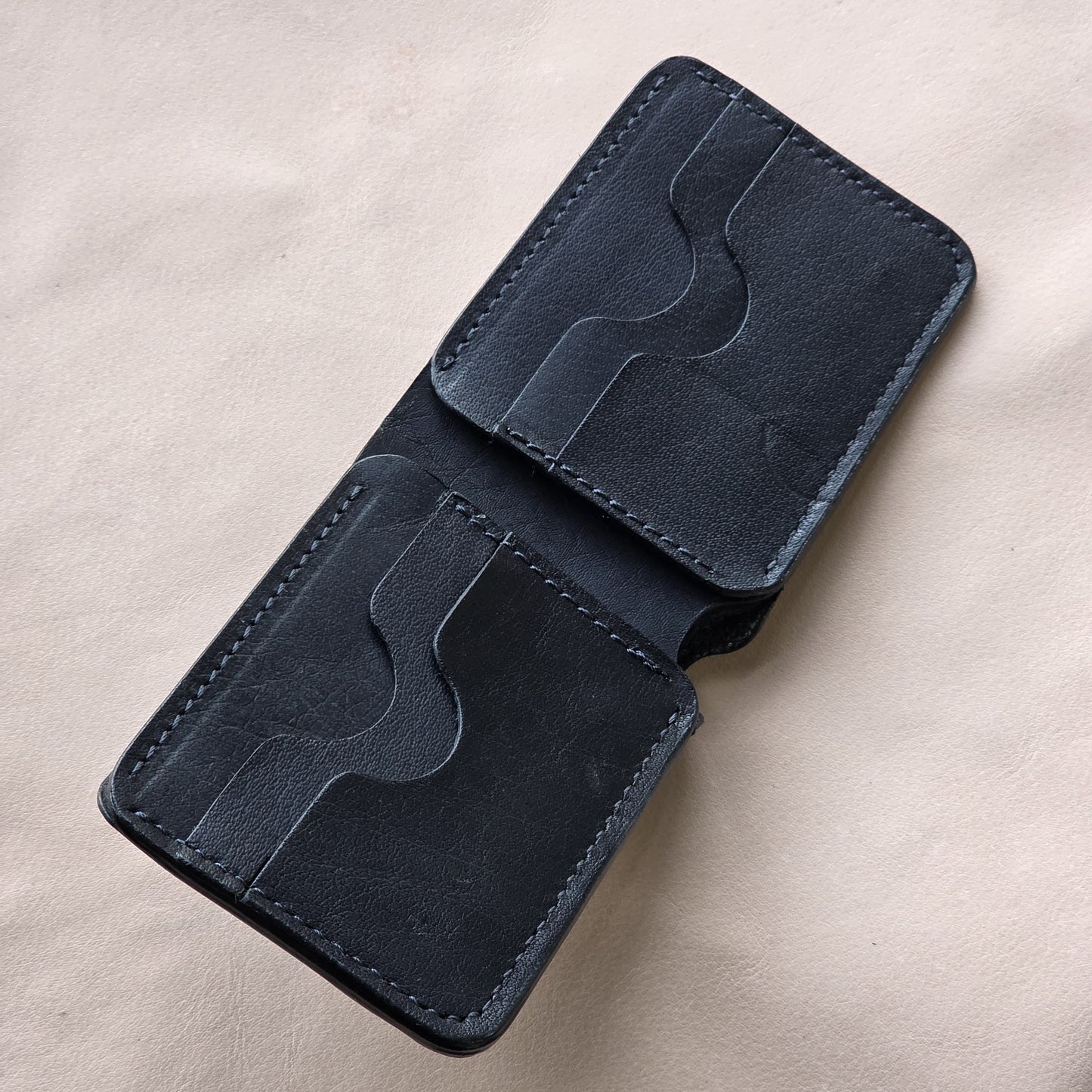 Mid Night Black Classic Bi-Fold Full Grain Leather (DOLLAR SIZE)