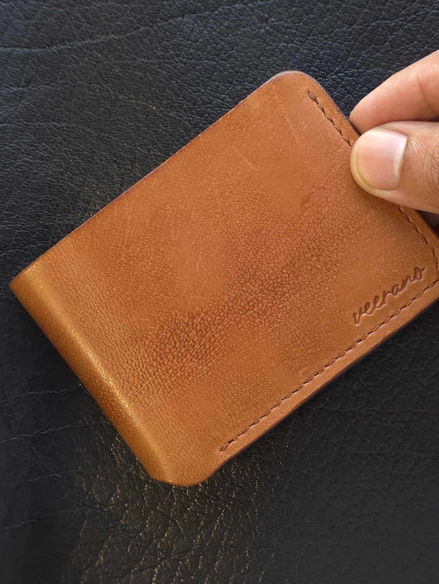 Veg tan full grain Classic Bi-Fold Leather Wallet (DOLLAR SIZE)