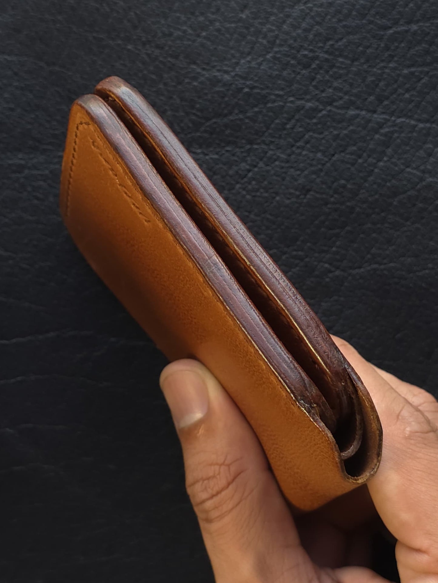 Veg tan full grain Classic Bi-Fold Leather Wallet (DOLLAR SIZE)